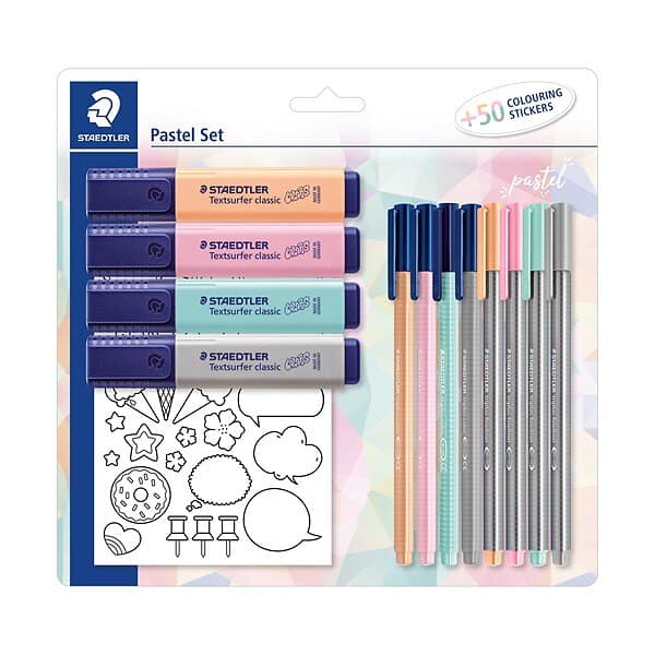 Staedtler Skrivset Pastell Pennor Överstrykningspennor Stickers