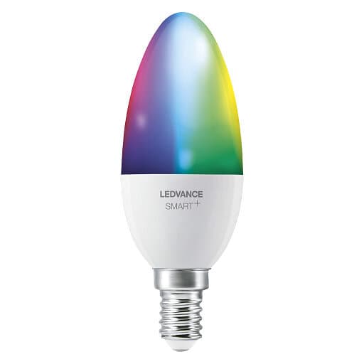 Ledvance smart+ ljuskälla, kronljus, 5W, RGB & tunable white, E14, wifi, matt