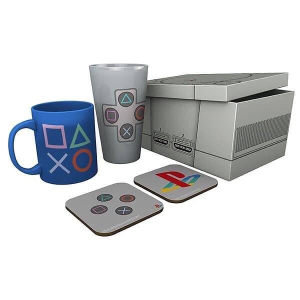 XXL Abysse PLAYSTATION Box Glass Mug 2 Coasters "Classic 2019"