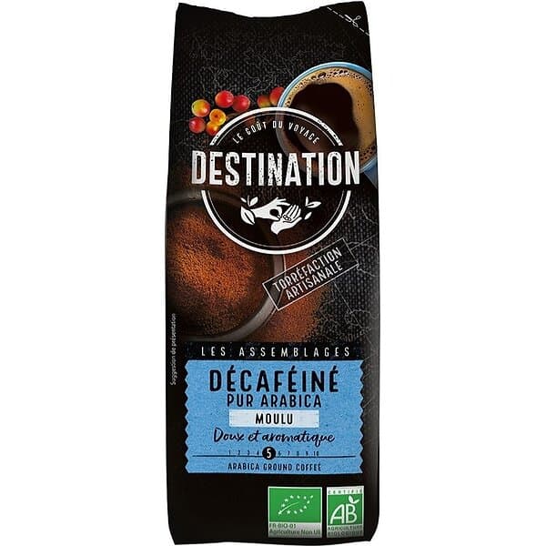 Destination Organic Décaféiné Caffeine Free bryggmalet kaffe 250g