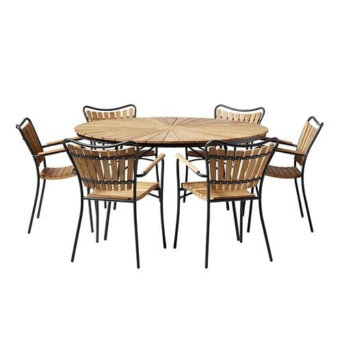 Ellen Ø150 Trädgårdsmöbelset Med 6 Chairs Teak/antracit