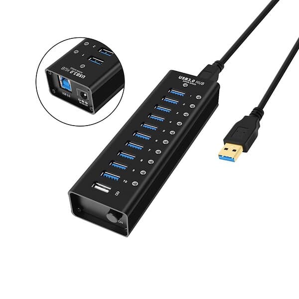 NÖRDIC USB Hub 11xUSB-A 3.0 5Gbps 1.2m