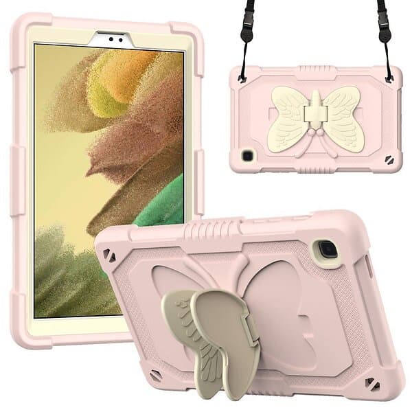 Inskal Samsung Galaxy Tab A7 Lite Kids Case Butterfly Stativfunktion Case Pink & Grey