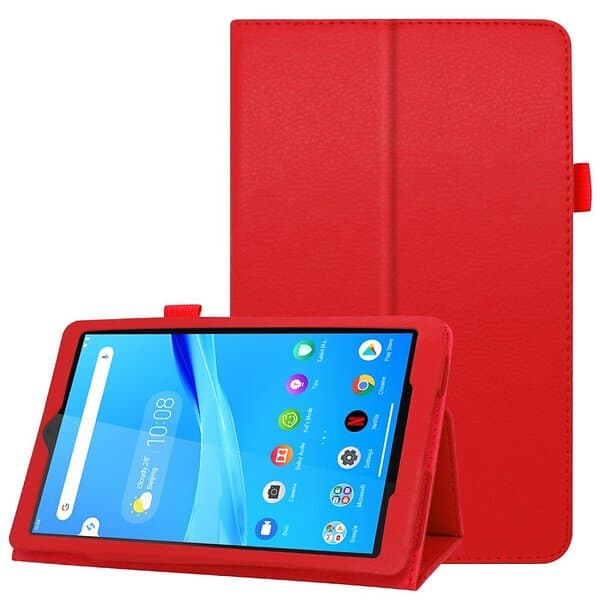 Inskal Lenovo Tab M8 (2nd Gen.) 8" Litchi Leather Case with Stand Function & Magnetic Lock Red