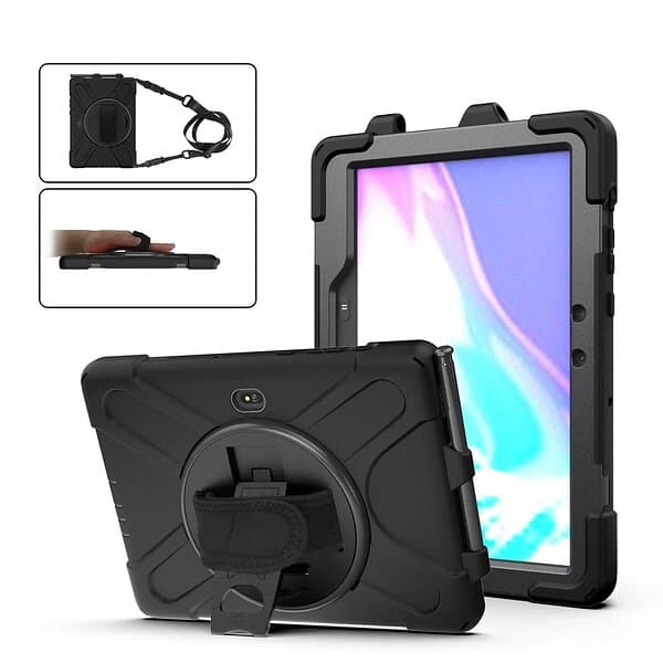 Inskal Samsung Galaxy Tab Active Pro 4 Pro Tough Case m. 360⁰ Foot & Shoulder Strap Svart