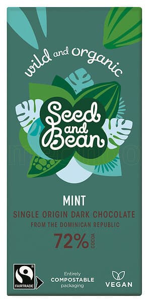 Seed&bean Mörk Choklad 72% Med Mint Ekologisk 1 Bar 85 Gram