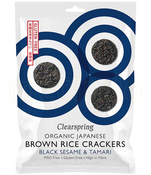 Clearspring Organic Brown Rice Crackers Black Sesame Eko 40 Gram