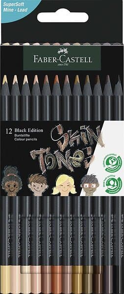 Black Edition Färgpennor, etui med 12 Hudtoner, Faber-Castell