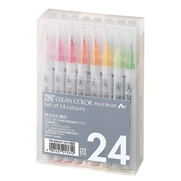 ZIG Kuretake Clean Color Real Brush 24-set