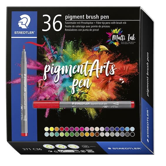 Staedtler Pigment Arts Pen Multi Ink – 36 pennor i en bred palett