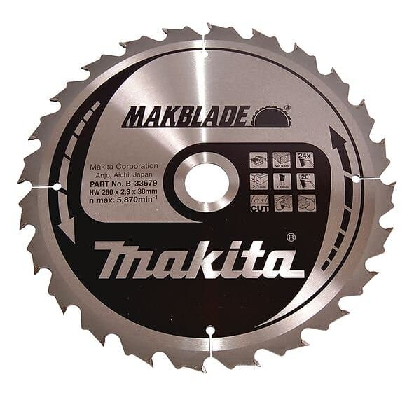 Makita Sågklinga, T.C.T, Makblade, 260 x 30 mm, 24 T