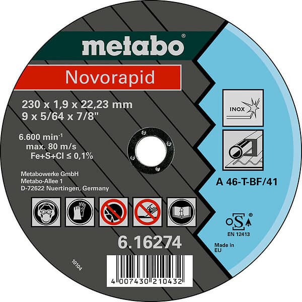 Metabo Kapskiva Novorapid 180 x 1.5 x 22.23 Inox, TF 41