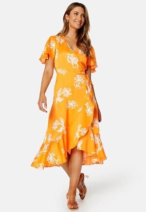 Object Omlottklänning objIssy Papaya S/S Midi Wrap Dress