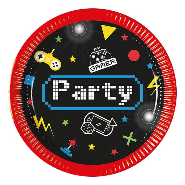 Globos Europe Pappersassietter Gaming Party 8-pack