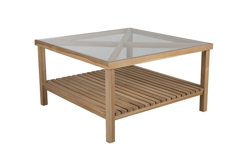 Brafab Varm sofabord Teak m. glas 100 x 100 cm