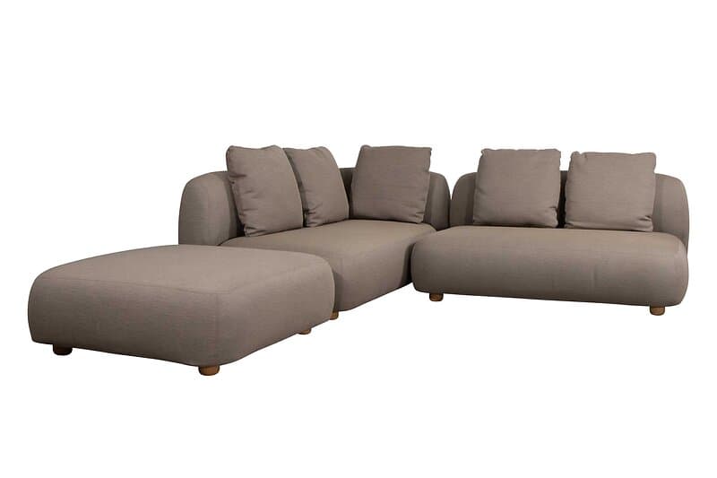 Cane-Line Capture corner sofa Taupe 2-sitsavslut V, 2-sitsmodul & pall