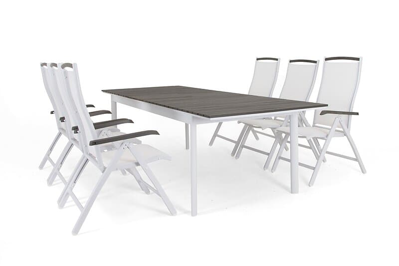 Selected Home Nice matgrupp White/vit i nonwood 6 chairs & bord 205-260 cm