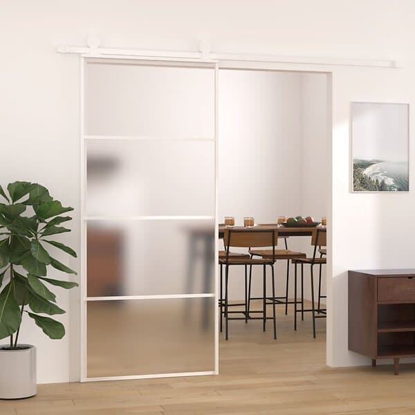 vidaXL Skydedør frostat ESG-glas och aluminium 90x205 cm vit 151661