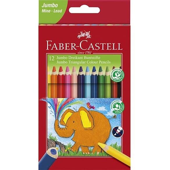 Faber-Castell Jumbo Färgpenna trekant 12 färger/fp