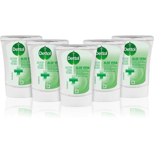 Dettol Antibacterial Påfyllning För Beröringsfri Tvålautomat Aloe Vera 5x250ml