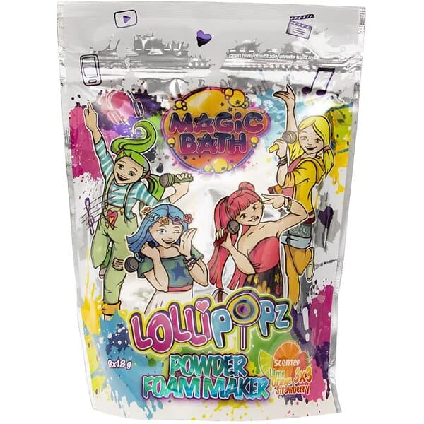 Lollipopz Magic Bath Powder Foam Maker Mousserande badbomber för barn Lime, Oran