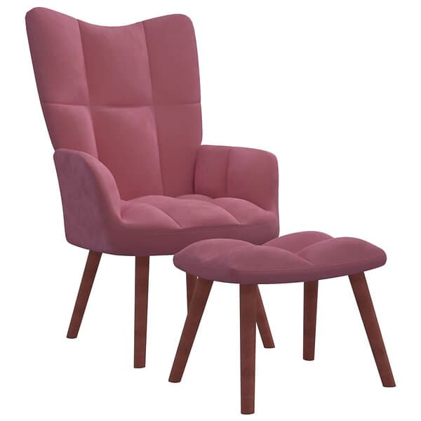 vidaXL Vilstol med fotpall rosa sammet 328066