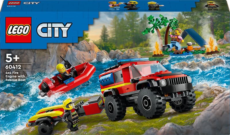 LEGO City 60412 4x4 Brandbil med räddningsbåt