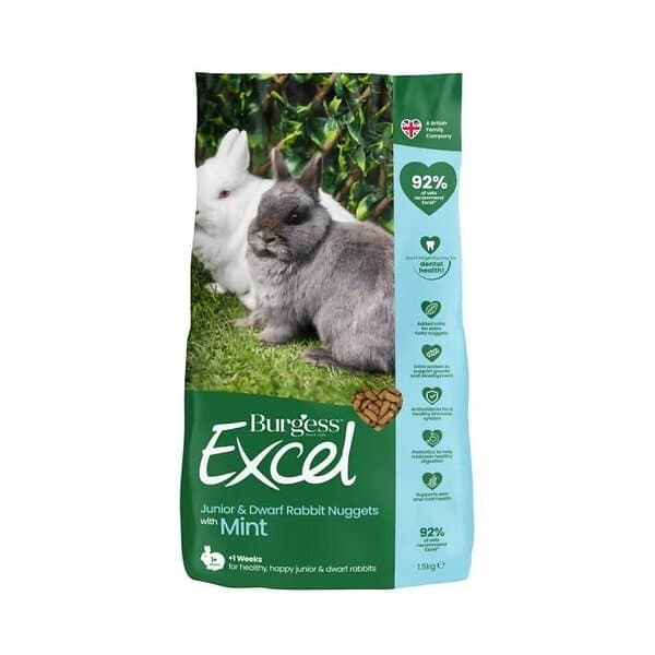 Burgess Excel Junior & Dwarf Rabbit Nugget with Mint (10kg)