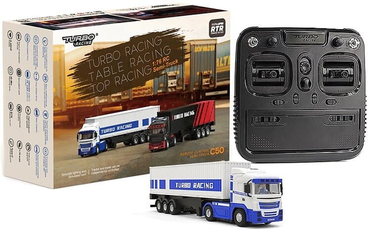 Turbo Mini Semi-Truck 4WD 1/76 Vit RTR