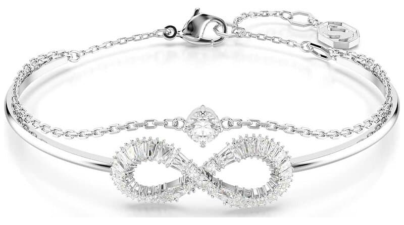 Swarovski 5684049 Hyperbola bangle, Infinity, White, Rhodium Jewellery