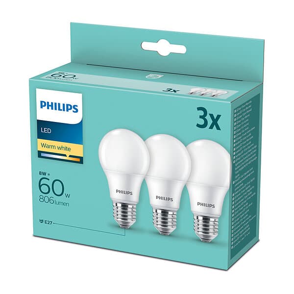 Philips LED 60W A60 E27 WW FR ND 3PF/6 DISC