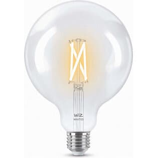 WiZ LED ljuskälla 7W, E27, globe, Ø12.5 cm, klar, glödtråd