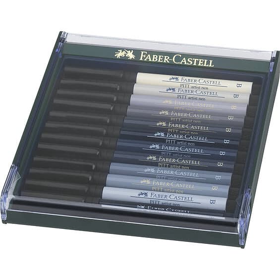 Faber-Castell PITT artist pen B 12p grey