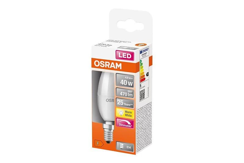 Osram LED SUPERSTAR LED-glödlampa form: B35 glaserad finish E14 4.9 W varmt vitt