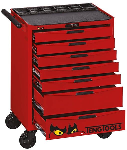 Teng Tools Tool Trolley TCMME11A EVA with 7 drawers och 333 verktyg, röd