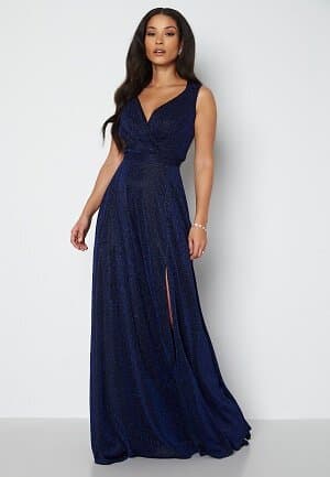 Goddiva Glitter Wrap Maxi Dress