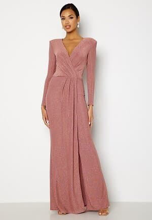 Goddiva Long Sleeve Glitter Maxi Dress