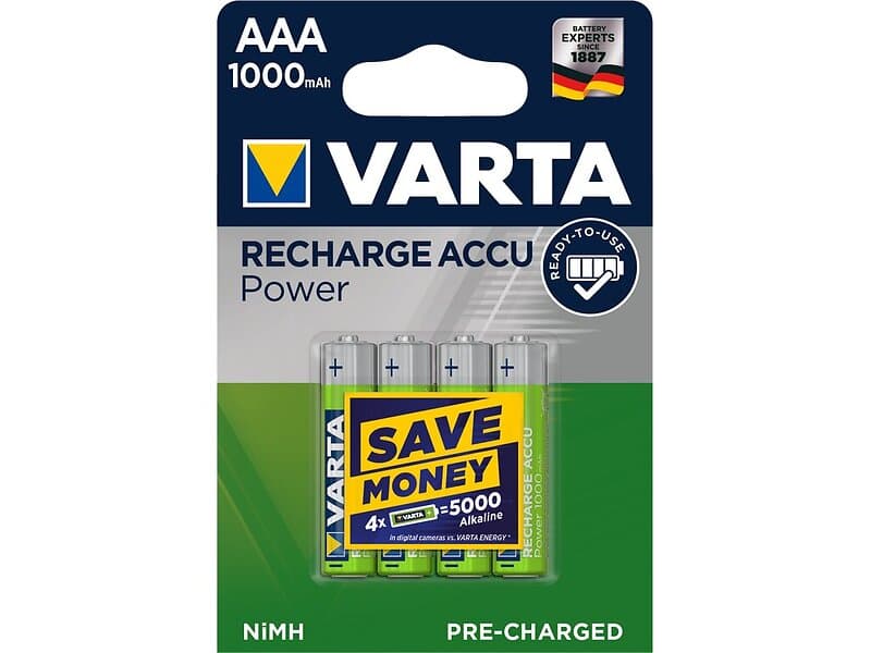 Varta Laddbart AAA 1000mAh 1.2v NiMH 4st