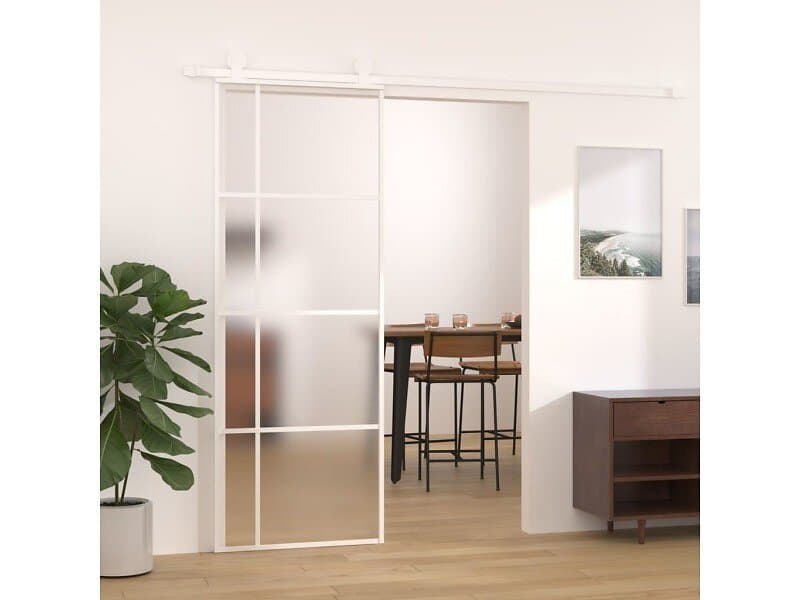 vidaXL Skydedør frostat ESG-glas och aluminium 76x205 cm vit 151681