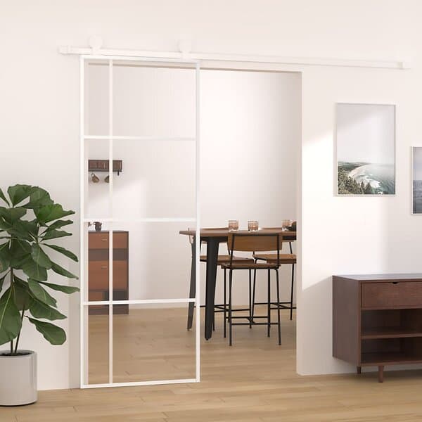 vidaXL Skydedør ESG-glas och aluminium 76x205 cm vit 151680