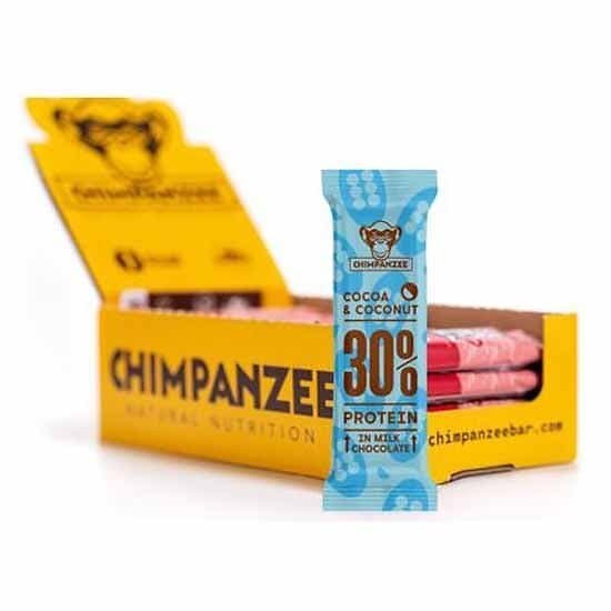 Chimpanzee Protein 50g Cocoa & Coconut Energy Bars Box 20 Units Durchsichtig