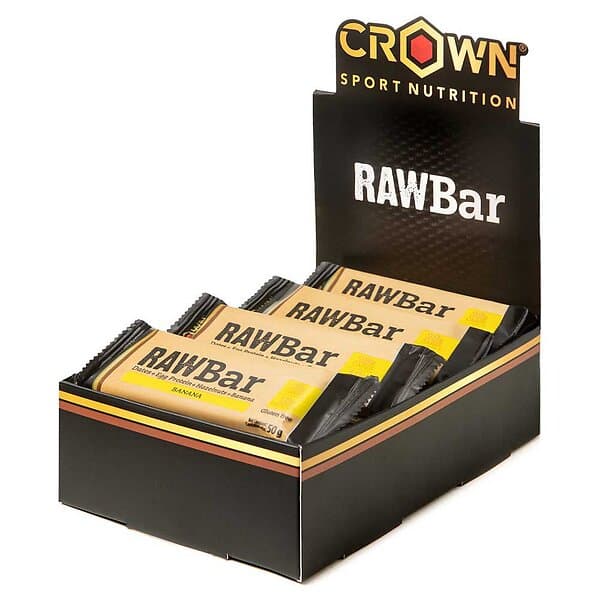 Crown Sport Nutrition Raw 50g Banana & Hazelnut Energy Bars Box 12 Units Guld