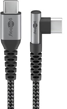 Goobay USB-C™ to USB-A Textile Cable with Metal Plugs (Space Grey/Sølv), 90°, 1