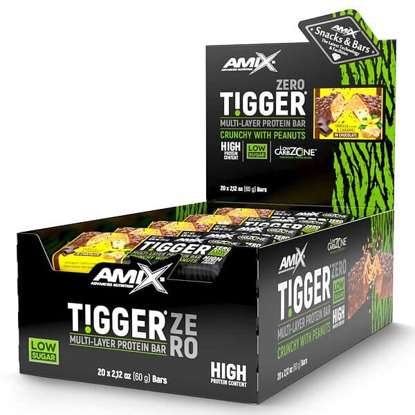 Amix Tiggerzero Multi-layer 60g Protein Bars Box Vanilla&caramel 20 Units Durchs