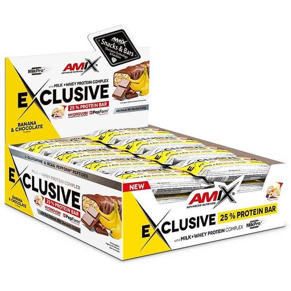 Amix Exclusive 40g Protein Bars Box Banana&chocolate 24 Units Durchsichtig