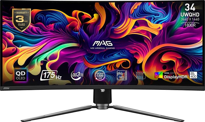 MSI MAG 341CQP QD-OLED Curved 34" OLED 3440x1440 175 Hz 2xHDMI,DP,USB-C Adaptive