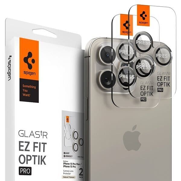 Spigen iPhone 15 Pro/iPhone 15 Pro Max Kameralinsskydd GLAS.tR EZ Fit Optik Pro 