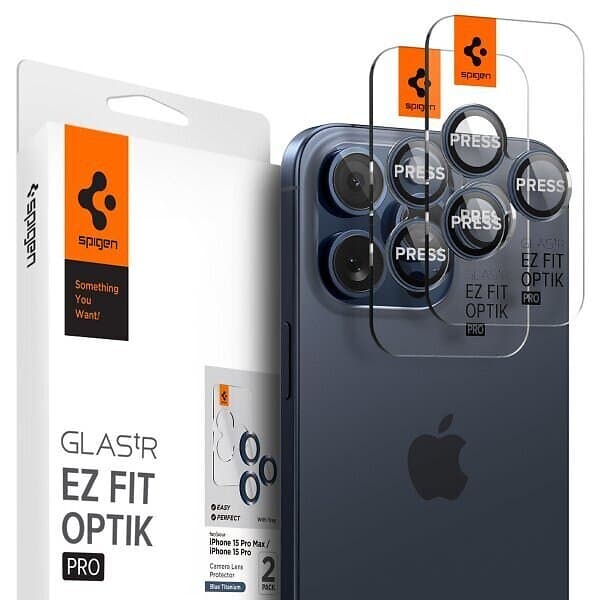 Spigen iPhone 15 Pro/iPhone 15 Pro Max Kameralinsskydd GLAS.tR EZ Fit Optik Pro 