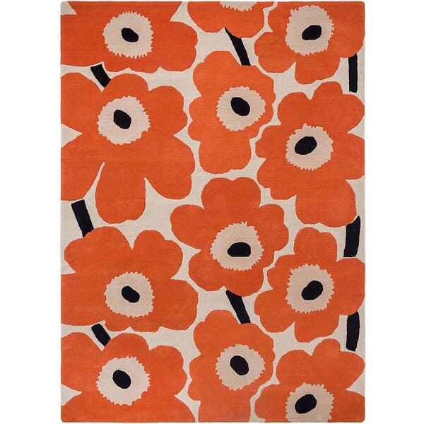 Marimekko Unikko ullmatta Orange Red, 250x350 cm