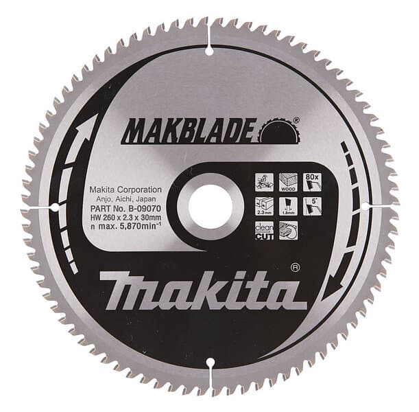 Makita B-32845 Sågsklinga 260mm 80T (Fina snitt)